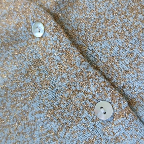 ANTHRO I Light Blue & Ombre Metallic Knit Details Cardigan Sweater by NUMPH, XS - Picture 5 of 14